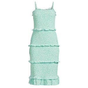 No Boundaries Juniors Fully Smocked Dress with Ruffles